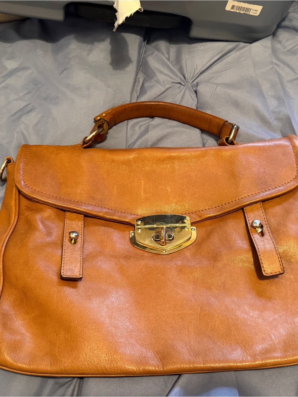 Classic Massimo Dutti Tan Leather Satchel Handbag / purse .